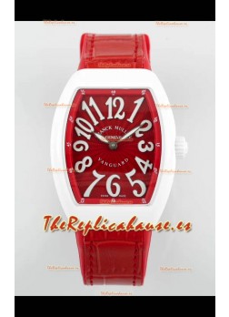 Franck Muller Vanguard Yachting V32 Caja Cerámica Correa/Dial Rojo Reloj Réplica Suiza 