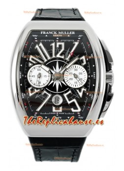 Franck Muller Vanguard V45 Chronograph Acero 904L Dial Negro Reloj Suizo