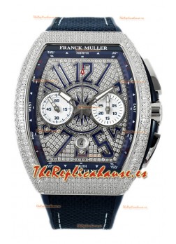 Franck Muller Vanguard V45 Cronógrafo Acero 904L Diamantes Incrustados en Dial Réplica Suiza