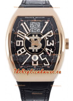 Franck Muller Vanguard Encrypto BTC V45 Caja Oro Rosado Reloj Réplica Suiza