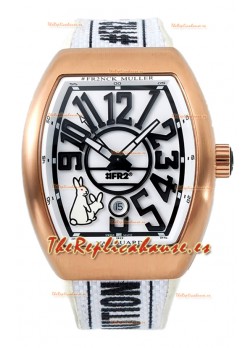 Franck Muller "Fr2nck" Vanguard Rabbit Edition Reloj Réplica Suiza en Caja Oro Rosado