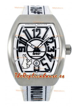 Franck Muller "Fr2nck" Vanguard Rabbit Edition Reloj Réplica Suiza en Caja Acero