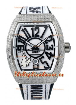 Franck Muller "Fr2nck" Vanguard Rabbit Edition Reloj Réplica Suiza Bisel Diamantes