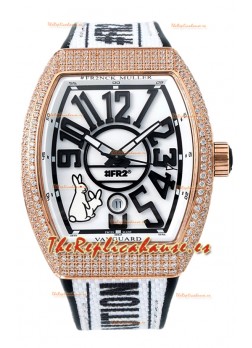 Franck Muller "Fr2nck" Vanguard Rabbit Edition Reloj Réplica Suiza en Oro Rosado Diamantes