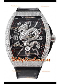 Franck Muller Vanguard Yachting Dragon V45 Dial Negro con Bisel Diamantes Réplica Suiza