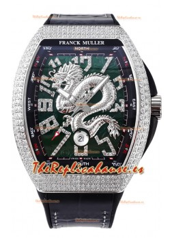 Franck Muller Vanguard Yachting Dragon V45 Dial Verde en Bisel Diamantes Réplica Suiza