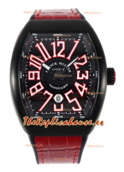 Franck Muller Vanguard en Caja Revestida DLC Dial Negro Reloj Réplica Suiza