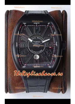 Franck Muller Vanguard Caja Negra Revestimiento DLC Indices Reloj Suizo