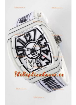 Franck Muller Edición "Fr2nck" Vanguard Rabbit Reloj Réplica Suizo en Caja de Carbono Blanco