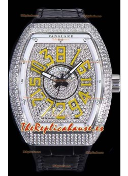 Franck Muller Vanguard Edición Crazy Hours Reloj Réplica Suizo - Numerales Amarillos