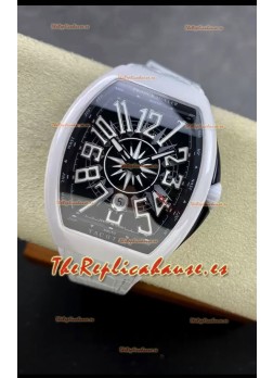 Franck Muller Vanguard Yachting Cerámica Blanca Dial Negro Reloj Réplica Suizo Espejo 1:1