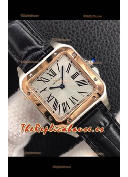 Cartier Santos Dumont Reloj Réplica a espejo 1:1 Caja en Acero Bisel en Oro Rosado 42MM