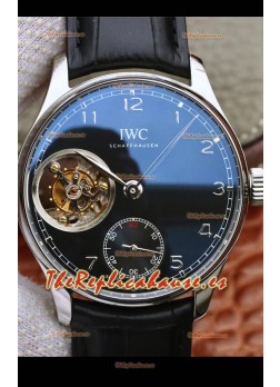 IWC Portuguese Genuino Movimiento Suizo Tourbillon en Dial Negro