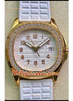 Patek Philippe Aquanaut LUCE 5072R-001 Reloj Réplica de Cuarzo Suizo en Oro Amarillo Dial Blanco - 35MM