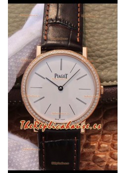 Piaget Altiplano G0A31114 Reloj Réplica Suizo a espejo 1:1 en Oro Rosado Dial BlancoDiamonds Bezel