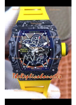 Richard Mille RM35-02 Rafael Nadal Caja Carbono Forjado con Correa Amarilla - Super Calidad Suiza 1:1