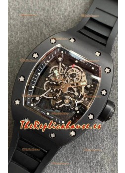 Richard Mille RM055 Caja de Cerámica Reloj Réplica a Espejo 1:1 en Correa Negra