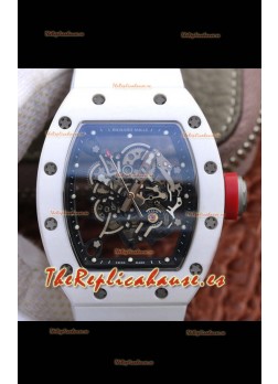Richard Mille RM055 Caja Cerámica Reloj Réplica a espejo 1:1 Correa Blanca