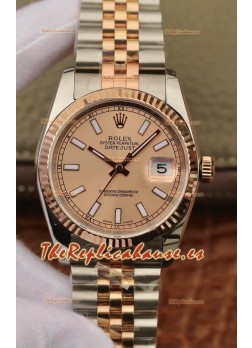 Rolex Datejust 36MM Movimiento ETA-3135 Réplica Suiza en Acero 904L en Dial Marrón de Dos Tonos