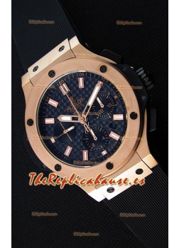 Hublot Big Bang Reloj Réplica Suizo Dial en Carbon Caja en Oro Rosado  - Réplica a Espejo 1:1