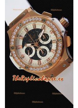 Hublot Big Bang Reloj Réplica Suizo con Bisel de Diamantes en caja de Oro Rosado