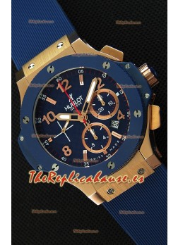 Hublot Big Bang Reloj Réplica Suizo Caja en Oro Rosado color Azul Réplica a Espejo 1:1
