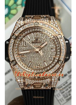Hublot Big Bang One Click Dial pavimentado en Diamantes Oro Rosado Reloj Réplica Suiza 39MM