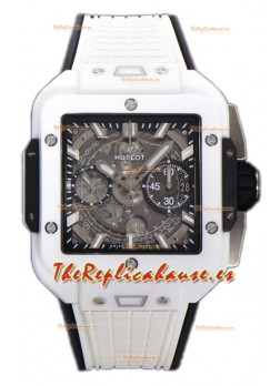 Hublot Square Bang Unico Reloj Caja Cerámica Blanca Chronógrafo Réplica Espejo 1:1