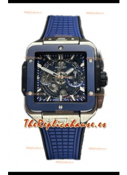 Hublot Square Bang Unico Titanium Reloj Cerámica Azul Cronógrafo Réplica Espejo 1:1