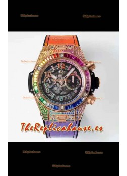Hublot Big Bang UNICO Rainbow Reloj Réplica Suizo a Espejo 1:1 en Oro Rosado