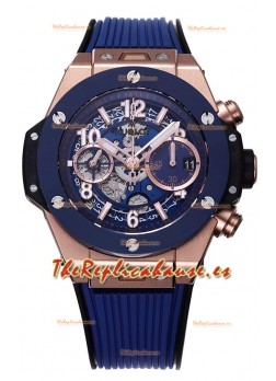 Hublot Big Bang Unico Caja de Oro Rosado Azul Edición Reloj Réplica Suizo a Espejo 1:1