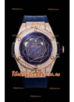Hublot Big Bang One Click Sang Bleu Reloj Réplica a espejo 1:1 en Caja de Oro Rosado - 45MM - Dial Azul