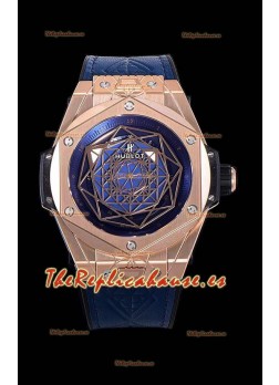 Hublot Big Bang One Click Sang Bleu Reloj Réplica a espejo 1:1 en Caja de Oro Rosado - 45MM - Dial Azul