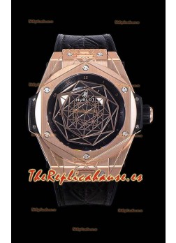 Hublot Big Bang One Click Sang Bleu Reloj Réplica a espejo 1:1 Caja en Oro Rosado - 45MM - Dial Negro