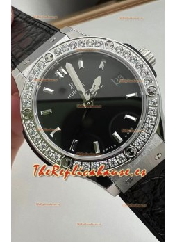 Hublot Classic Fusion Acero Inoxidable 33MM Dial Negro Reloj Movimiento Cuarzo Suizo Calidad Espejo 1:1