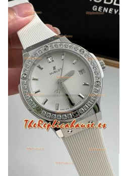 Hublot Classic Fusion Acero Inoxidable 33MM Dial Blanco Reloj Movimiento Cuarzo Suizo Calidad Espejo 1:1
