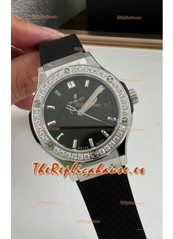 Hublot Classic Fusion Acero Inoxidable 33MM Dial Negro Reloj Movimiento Cuarzo Suizo Calidad Espejo 1:1