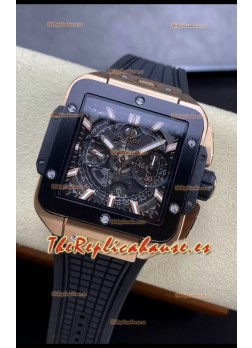 Hublot Square Bang Unico Oro Rosadto Titanio Reloj Cronógrafo Réplica a Espejo 1:1