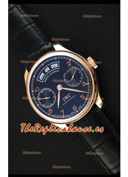 IWC Portugieser Annual Calender Midnight Blue Pink Gold IW503504 Réplica a Espejo 1:1