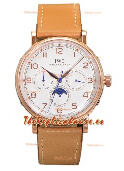 IWC Portofino Calendario Perpetuo IW3446 Dial Blanco Oro Rosado Reloj Réplica Suiza 
