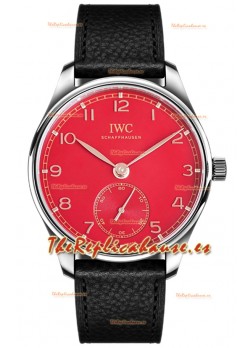 IWC Portugieser Automático 40 IW358310 Dial Rojo Acero Inoxidable Reloj Réplica Espejo 1:1 