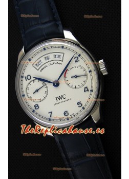 IWC Big Pilot Annual Calender Reloj con Caja de Acero Correa Azul Réplica a Espejo 1:1 IW503501