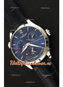Jaeger LeCoultre Master Geographic Indicador de Reserva de Energía Caja de Acero Dial de Acero en color Azul Reloj Réplica Suizo
