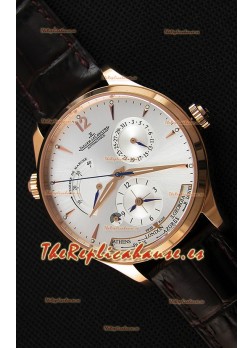 Jaeger LeCoultre Master Geographic Indicador de Reserva de Energía Caja de Acero chapada en Oro Dial de Acero en color Blanco Reloj Réplica Suizo