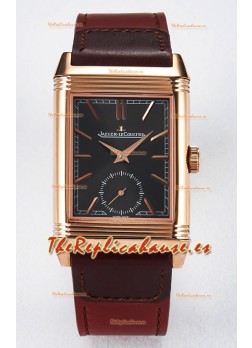 Jaeger-LeCoultre Reverso Super Clone DuoFace Verde/Blanco Reloj Réplica Oro Rosado
