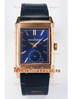 Jaeger-LeCoultre Reverso Super Clone DuoFace Azul/Blanco Réplica Oro Rosado
