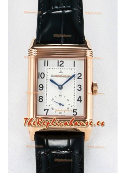 Jaeger-LeCoultre Reverso Super Clone DuoFace Negro/Blanco Reloj Réplica Oro Rosado