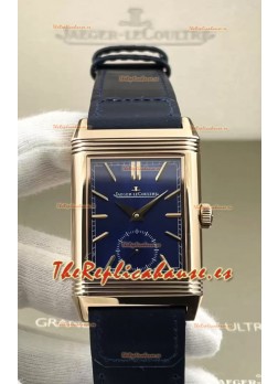 Jaeger-LeCoultre Reverso DuoFace Reloj Caja Oro Rosado Dial Azul en Movimiento Suizo Automático