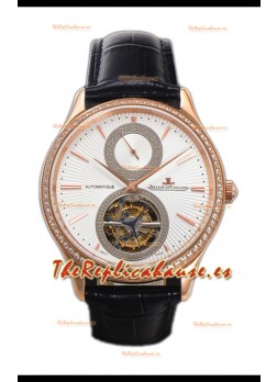 Jaeger LeCoultre Master Tourbillon Ultra-Fino Dial Reloj Blanco Caja Oro Rosado