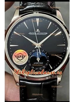 Jaeger LeCoultre Master Ultra Thin Moon Dial Negro Acero 904L Reloj Réplica a Espejo 1:1